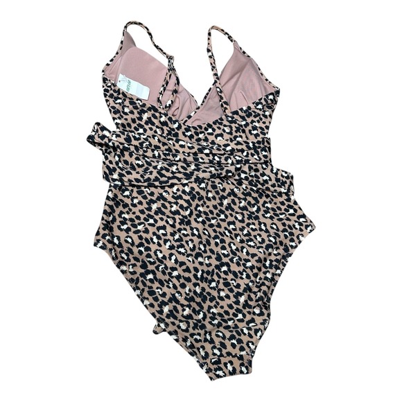 Aerie Leopard Print One Piece Swimsuit Wrap Full Coverage Womens Medium - Picture 5 of 10